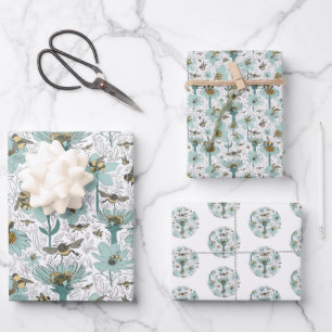 Feuille De Papier Cadeau Enveloppe cadeau aux abeilles bourrées