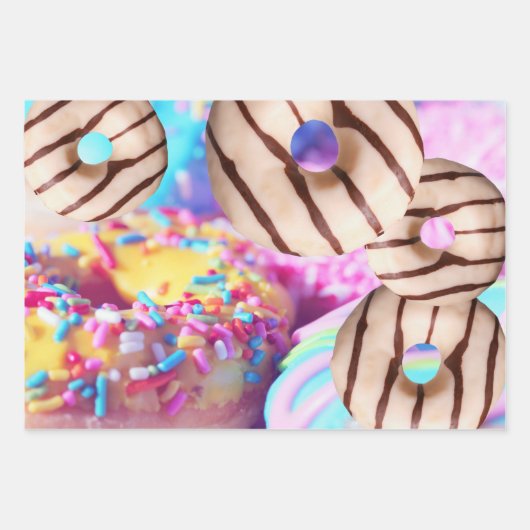 Feuille De Papier Cadeau Enveloppe cadeau de Donut Arc-en-ciel doux et colo (Devant)