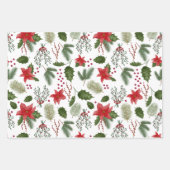 Feuille De Papier Cadeau Enveloppe cadeau de Noël Holly & Poinsettia - 3 fe (Devant)