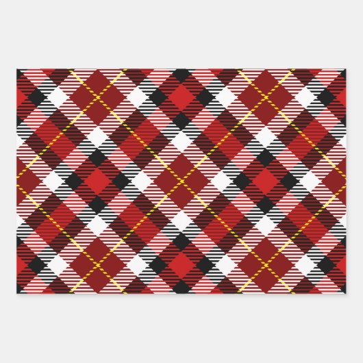 Feuille De Papier Cadeau Enveloppe cadeau de vacances Plaid Rouge Vert Noir (Devant 3)