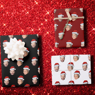 Feuille De Papier Cadeau Enveloppe Cadeau Face Santa Hat, Personnalisé Face