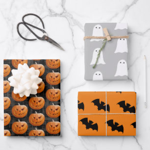 Feuille De Papier Cadeau Enveloppe cadeau Jack-O-Lantern 3 pack