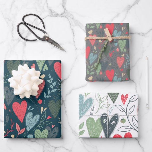 Feuille De Papier Cadeau Enveloppe cadeau Kitsch Hearts (Recto)