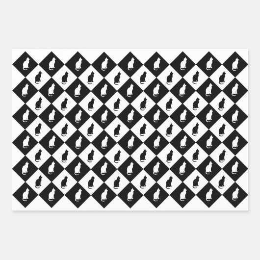 Feuille De Papier Cadeau Enveloppe cadeau Kitty noir et blanc (Devant)