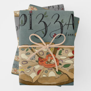 Feuille De Papier Cadeau Enveloppe cadeau Pizza Lover - ensemble de 3
