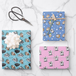 Feuille De Papier Cadeau Enveloppe cadeau Poméranienne feuille plat Ensembl