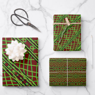Feuille De Papier Cadeau Enveloppe-cadeau tissage vert avec Arrière - plan