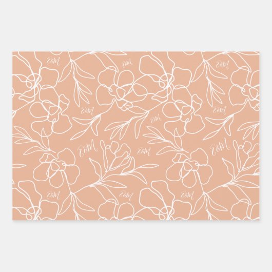 Feuille De Papier Cadeau Enveloppement Abstrait de Mariage floral Monogramm (Devant 3)