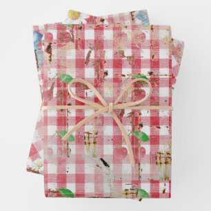 Feuille De Papier Cadeau Enveloppement cadeau En vichy rouge et blanc