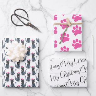Feuille De Papier Cadeau Enveloppement des chats de Noël