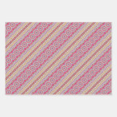 Feuille De Papier Cadeau Enveloppement Mandala en cercle rose jaune et blan (Devant)