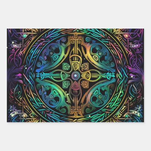 Feuille De Papier Cadeau Envelopper avec Wow : Conception graphique Abstrai (Devant 3)