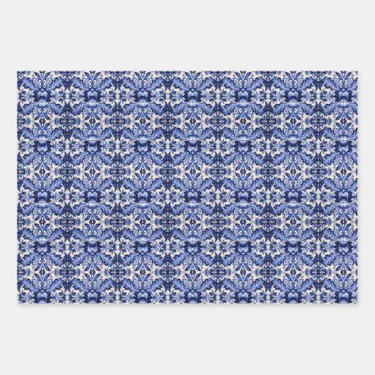 Feuille De Papier Cadeau Envelopper dans Delft Ware Blue Flower (Devant)