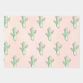 Feuille De Papier Cadeau Enveloppes de cactus rose et vert : Vibe cadeau mi (Devant 3)