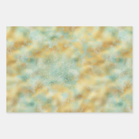 Feuille De Papier Cadeau Éperche Aqua Gold Glitz (Devant 2)