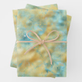 Feuille De Papier Cadeau Éperche Aqua Gold Glitz (En situation)