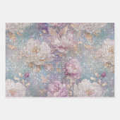 Feuille De Papier Cadeau Éperche florale violette en or glam (Devant 3)