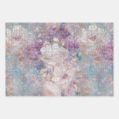 Feuille De Papier Cadeau Éperche florale violette en or glam (Devant 2)