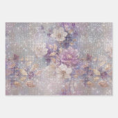 Feuille De Papier Cadeau Éperche florale violette en or glam (Devant)