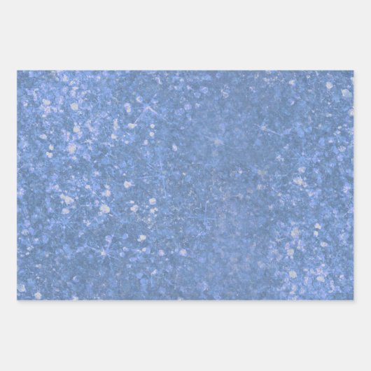 Feuille De Papier Cadeau Éperche Parties scintillant Bleue Luxe (Devant 3)