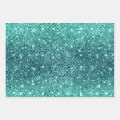 Feuille De Papier Cadeau Éperche verte Turquoise Aqua (Devant)