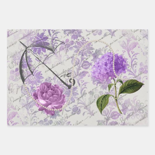 Feuille De Papier Cadeau Éphéméral Variété Florale Découpage (Devant 3)