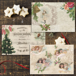 Feuille De Papier Cadeau Ephémère de Noël rustique Vintage