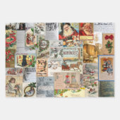 Feuille De Papier Cadeau Ephémère de Noël victorienne antique Collage Art (Devant)