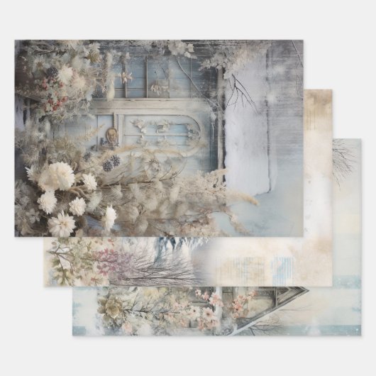 Feuille De Papier Cadeau Ephémère vintage Cottage Garden (Lot)