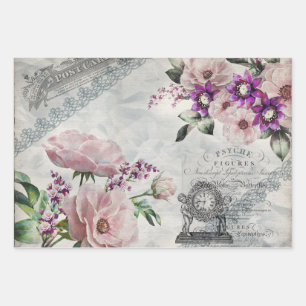 Feuille De Papier Cadeau Éphémère Vintage Shabby Chic