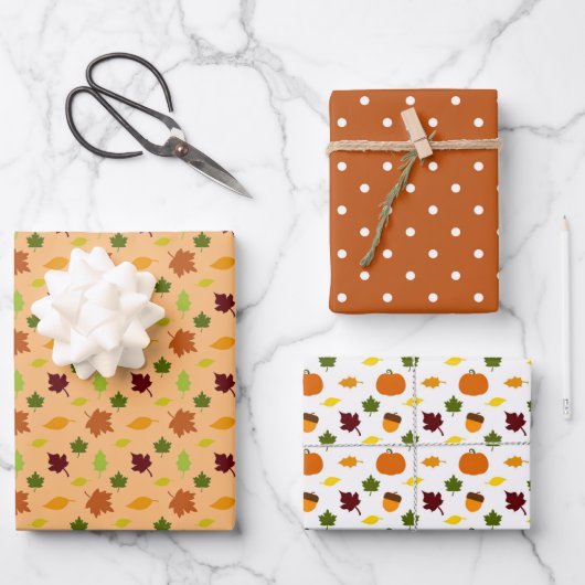 Feuille De Papier Cadeau Épice citrouille 3 Coordonnées Automne Automne Aut (Recto)
