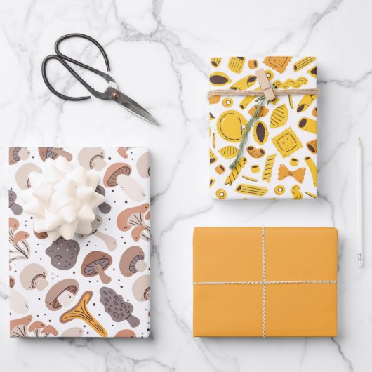 Feuille De Papier Cadeau Épicerie de pâtes aux champignons (Recto)