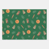Feuille De Papier Cadeau Épices orange de Noël, Pin, Pinecones Vert (Devant 3)