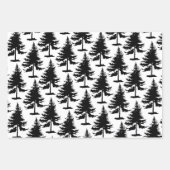 Feuille De Papier Cadeau Épinette Blanche Et Noire (Devant 2)