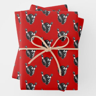 Feuille De Papier Cadeau Épingles de Bowling rétro et balle