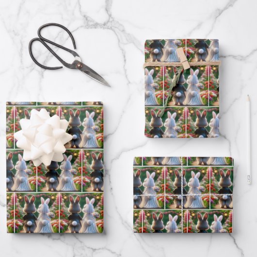 Feuille De Papier Cadeau Épouse de lapin et salle (Recto)