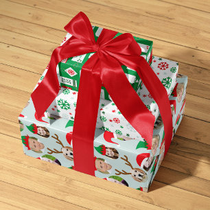 Feuille De Papier Cadeau Équipage de Noël Six Photo Custom