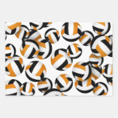 Feuille De Papier Cadeau équipe orange noir couleurs volleyballs ensemble d (Devant)