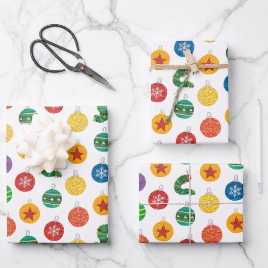 Feuille De Papier Cadeau Eric Carle | Caterpillar Motif de Noël (Recto)