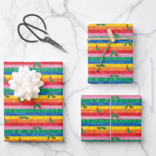 Feuille De Papier Cadeau Eric Carle Caterpillar Rainbow Stripe Motif