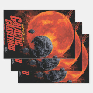 Feuille De Papier Cadeau Espace cimetière crâne Halloween Galaxie des horre