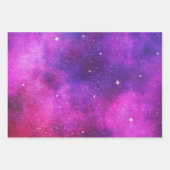 Feuille De Papier Cadeau Espace rose & violet & Étoiles Faux Galaxy (Devant)