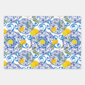 Feuille De Papier Cadeau Été, Carreaux portugais, agrumes, citrons (Devant 3)