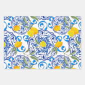 Feuille De Papier Cadeau Été, Carreaux portugais, agrumes, citrons (Devant 2)