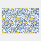 Feuille De Papier Cadeau Été, Carreaux portugais, agrumes, citrons (Devant)
