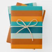Feuille De Papier Cadeau Été Motif Aqua Orange Turquoise (En situation)