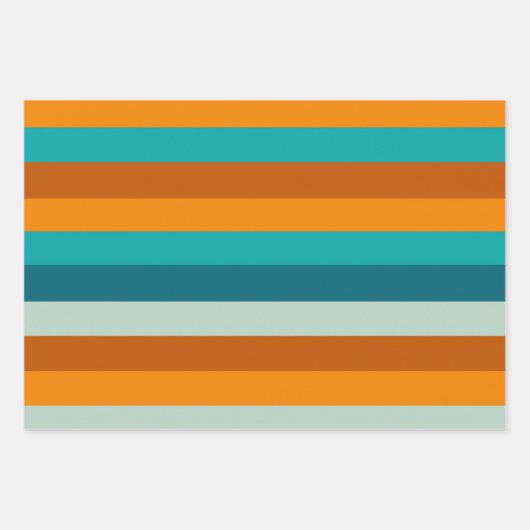 Feuille De Papier Cadeau Été Motif Aqua Orange Turquoise (Devant)