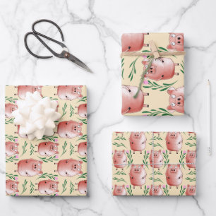 Feuille De Papier Cadeau Étiquettes Cadeaux de Cochon Mignon Anniversaire