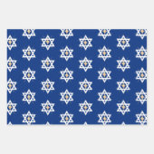 Feuille De Papier Cadeau Étoile brillante dorée de David Hannukah (Devant)