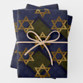 Feuille De Papier Cadeau Étoile de David Bleu (En situation)